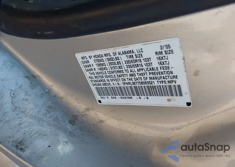 2005 Honda Odyssey Ex-L from USA, damaged, VIN 5FNRL38775B065521
